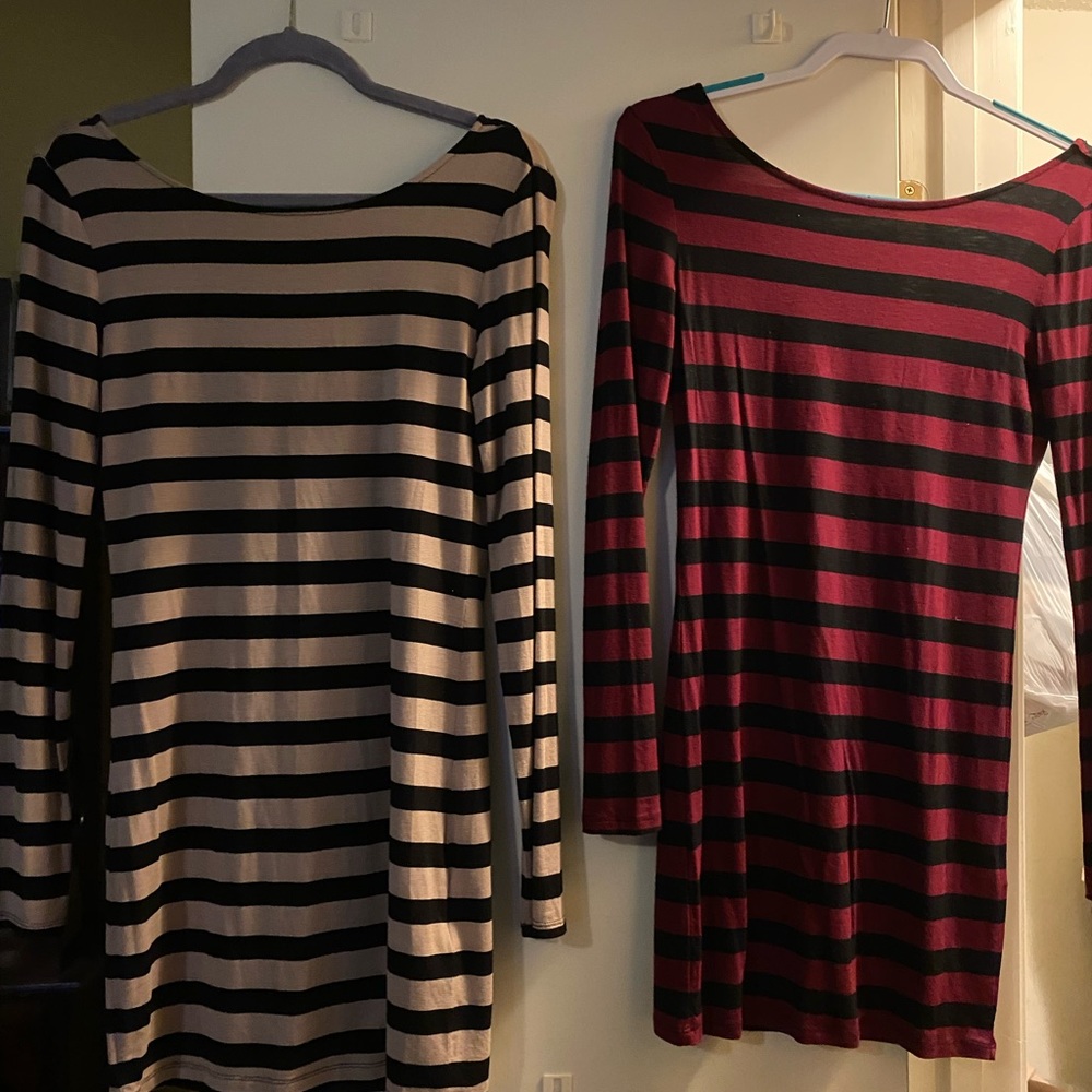 Forever 21 Striped Long Sleeve Bodycon Dress